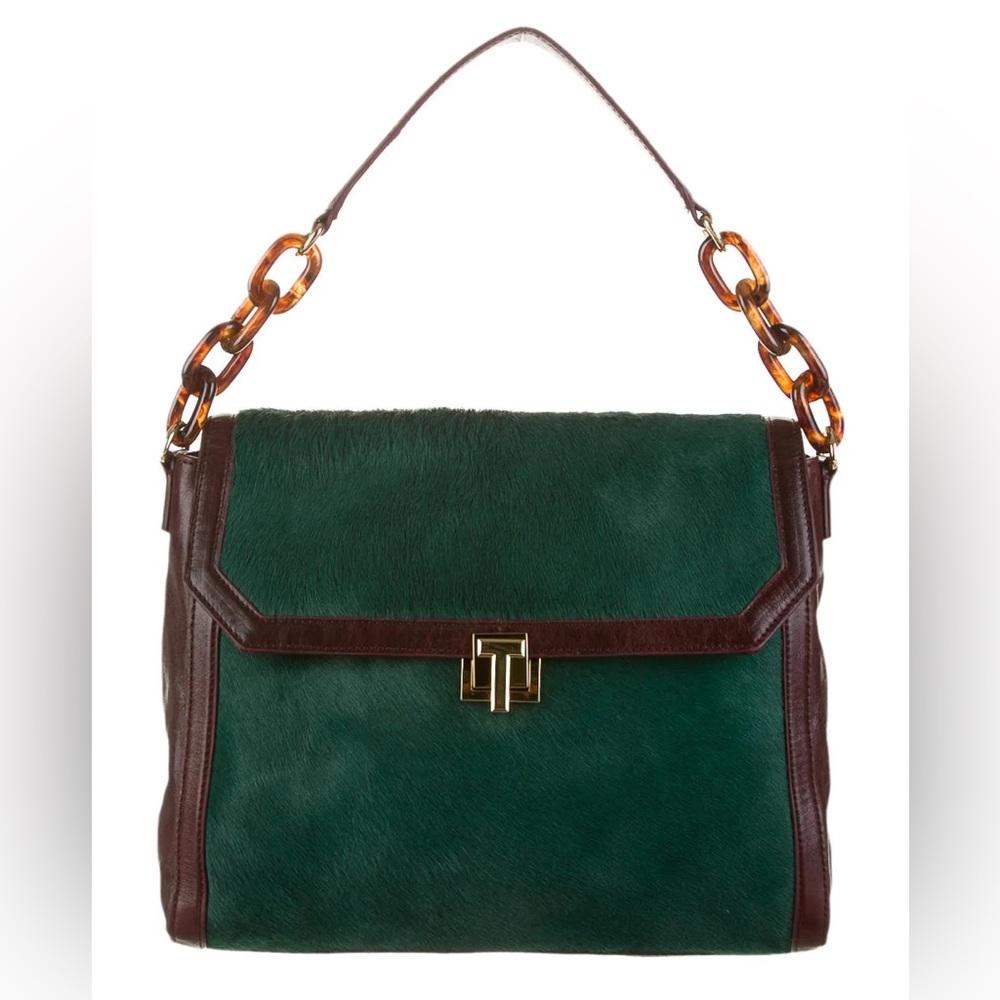 Tory Burch Green Pony Hair Handbag